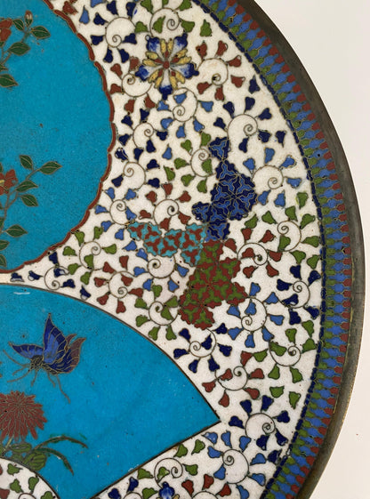 Japanese Meiji Cloisonné Charger, Hand-Painted Porcelain Bowl, Japan — detail 3