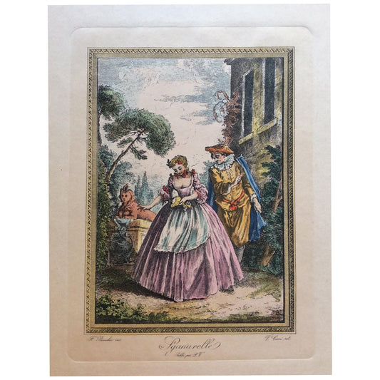 Late 18th Century Neoclassical French Fashion Engraving Print, François Boucher