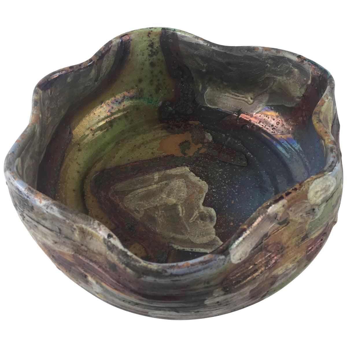 French Metallic Glaze Ceramic Bowl or Vide Poche