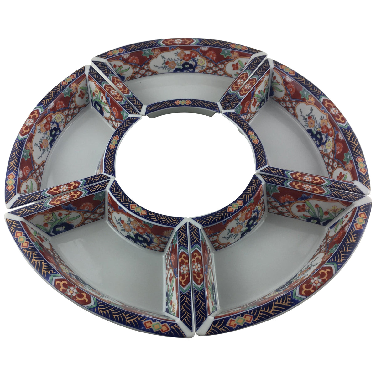 Imari Octagonal Shaped Serving Dish Comprised of 5 Bowls