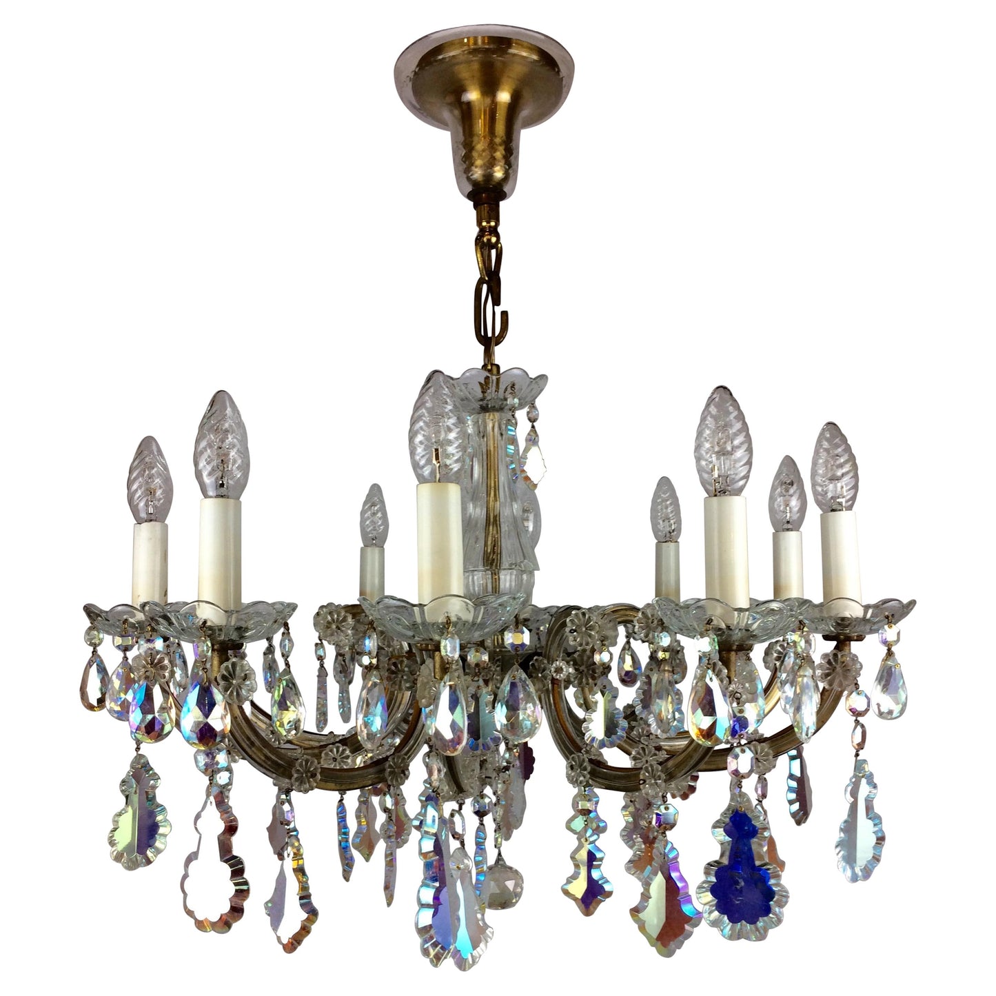 French Marie Theresa Chandelier with Colored Rock Crystals 10 Arms