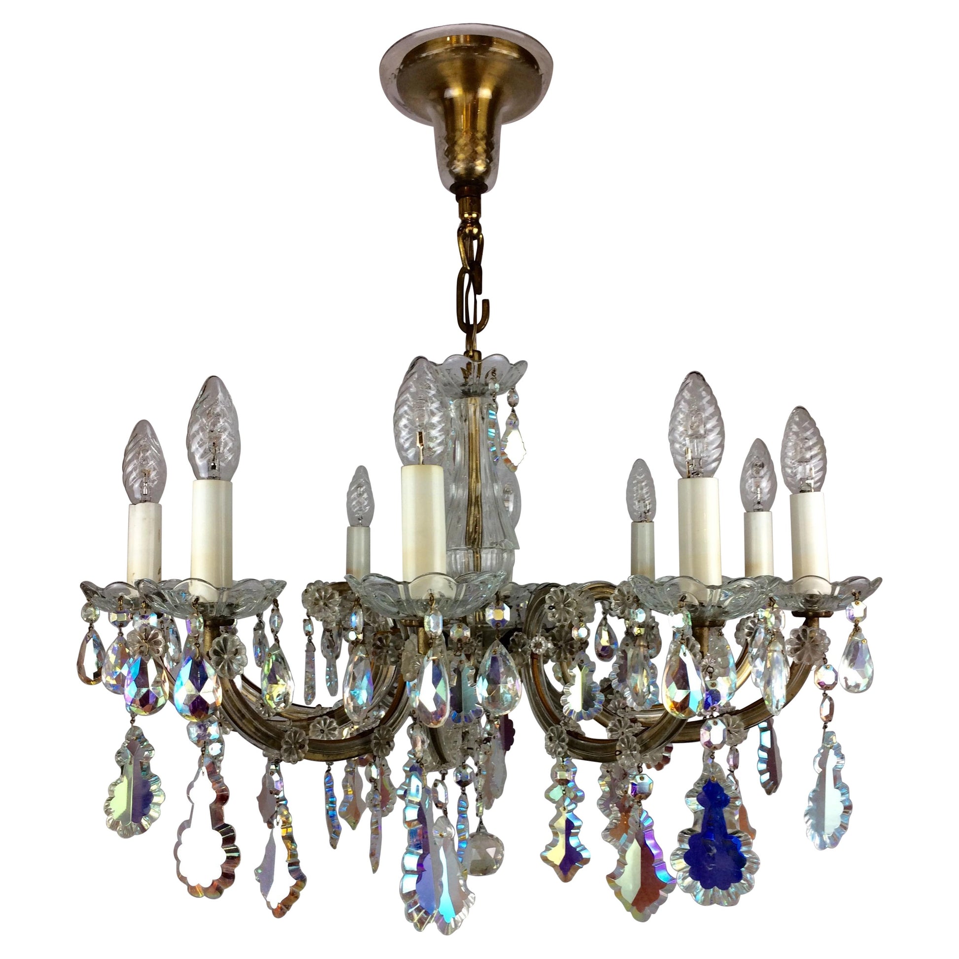 French Marie Theresa Chandelier with Colored Rock Crystals 10 Arms