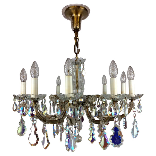 French Marie Theresa Chandelier with Colored Rock Crystals 10 Arms