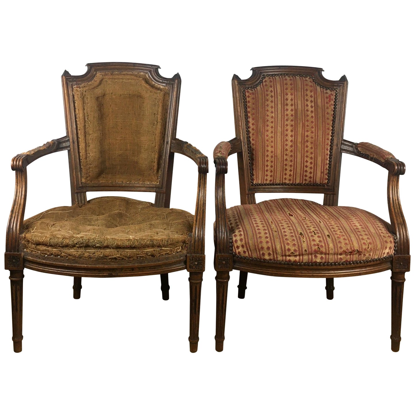 French Pair of Louis XVI 18th Century Armchairs or Fauteuils, Stamped/Signed