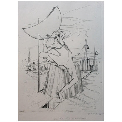 French Surrealism Lithograph manner of Dali by B.A.G. Guillot