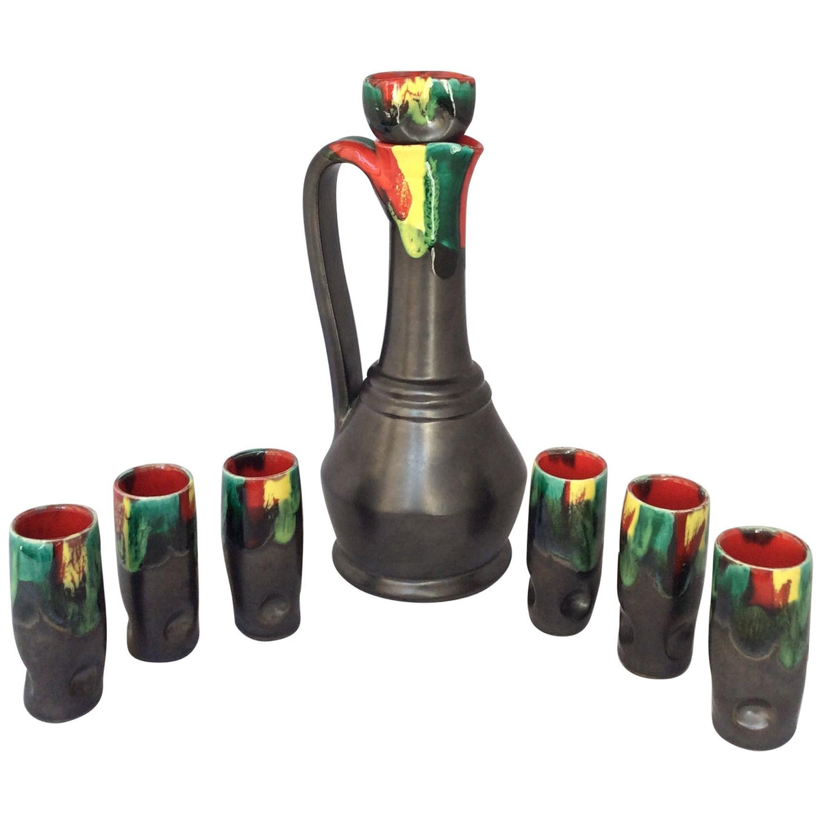 French Midcentury Ceramic Liquor or Aperitif Set from Vallauris