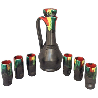 French Midcentury Ceramic Liquor or Aperitif Set from Vallauris
