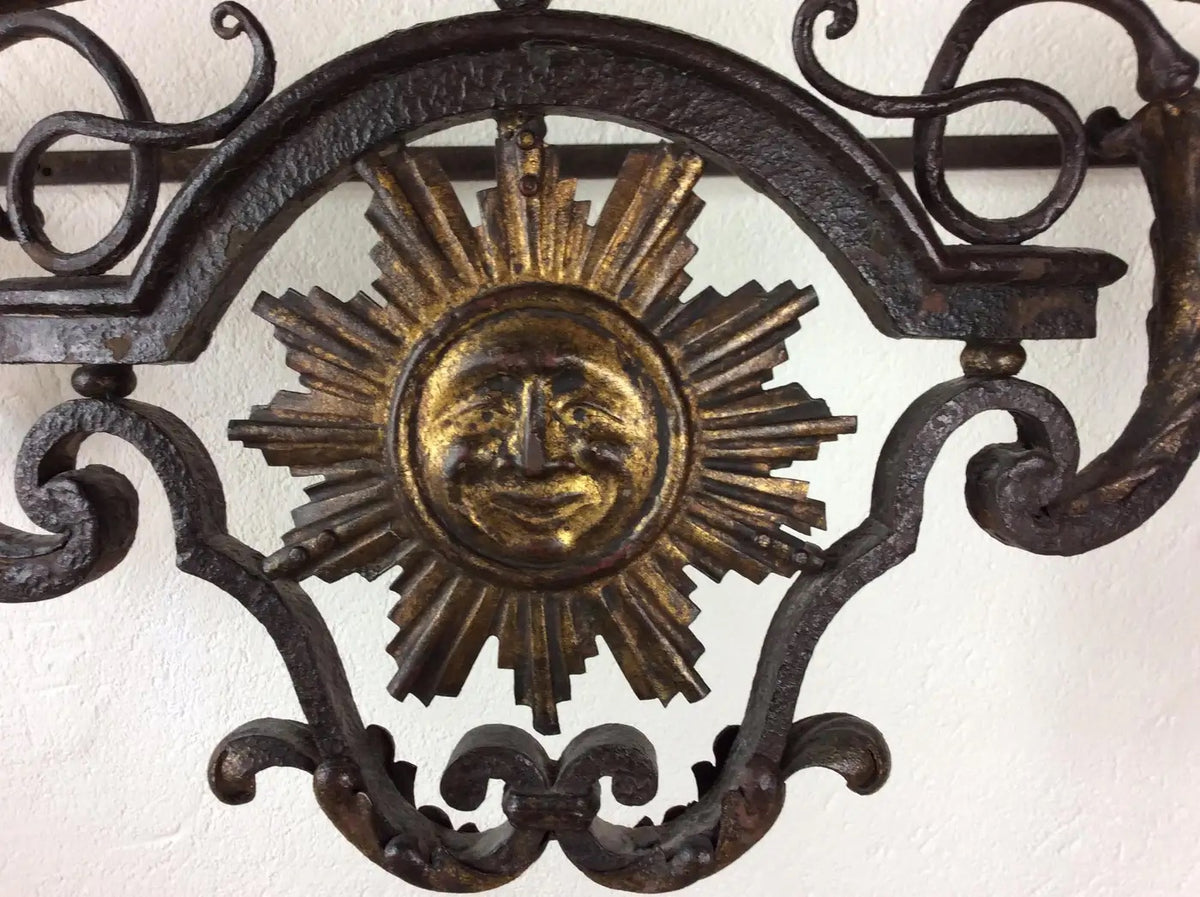 18th Century Louis XIV Wrought Iron Console with Soleil Symbol/Fleur-de-Lis — detail 3