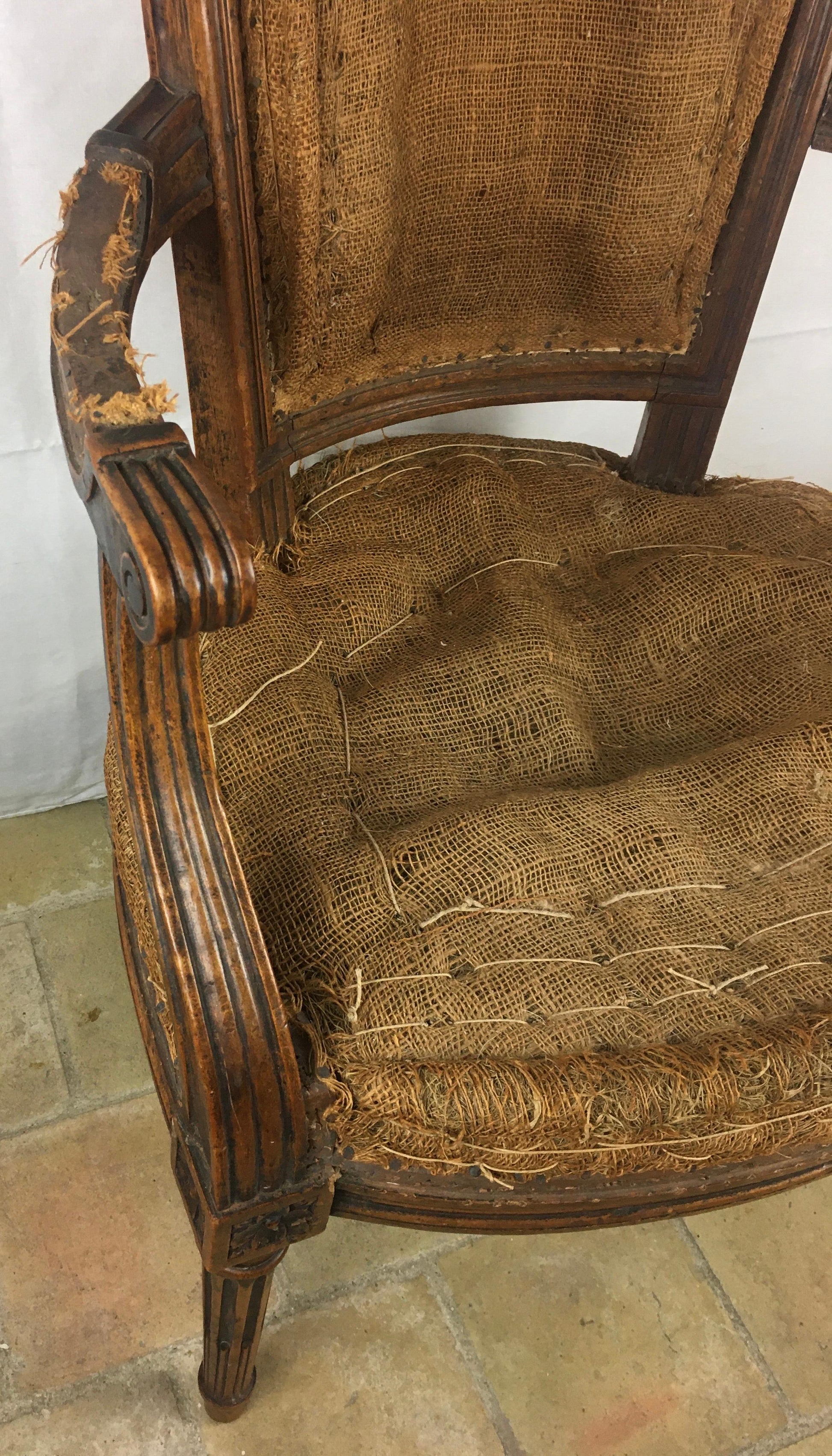 French Pair of Louis XVI 18th Century Armchairs or Fauteuils, Stamped/Signed — detail 7