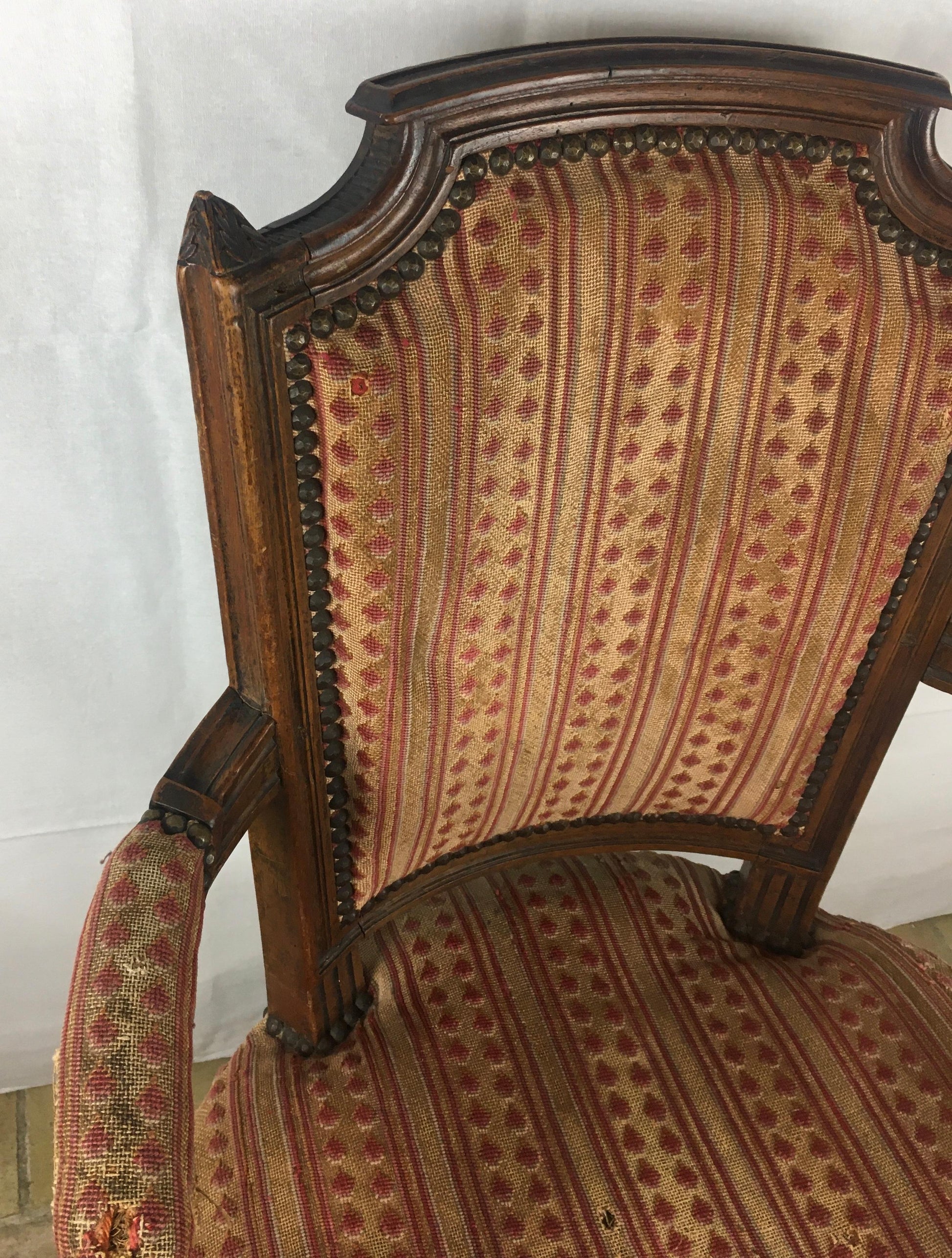 French Pair of Louis XVI 18th Century Armchairs or Fauteuils, Stamped/Signed — detail 8