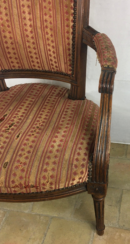 French Pair of Louis XVI 18th Century Armchairs or Fauteuils, Stamped/Signed — detail 9