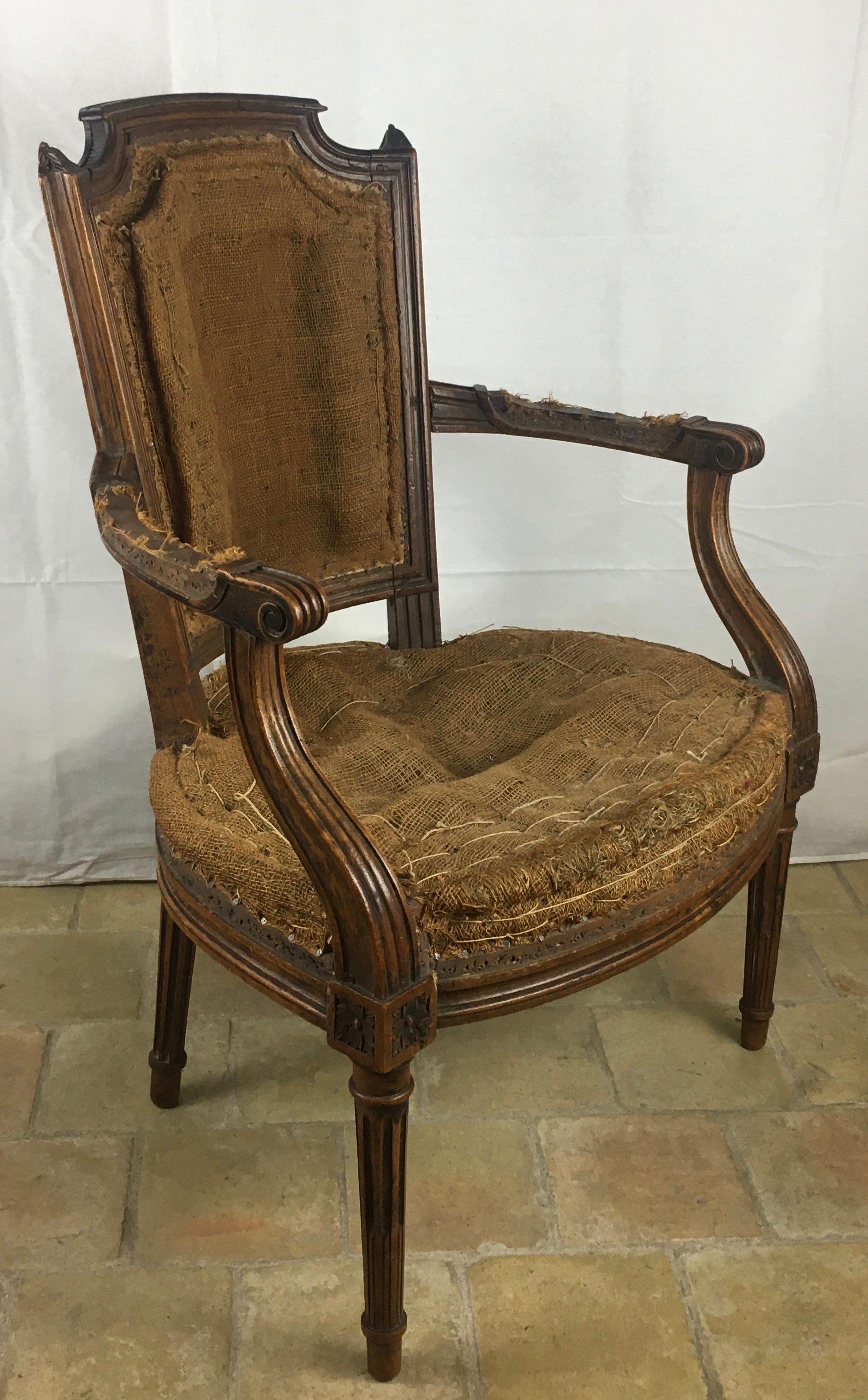 French Pair of Louis XVI 18th Century Armchairs or Fauteuils, Stamped/Signed — detail 11