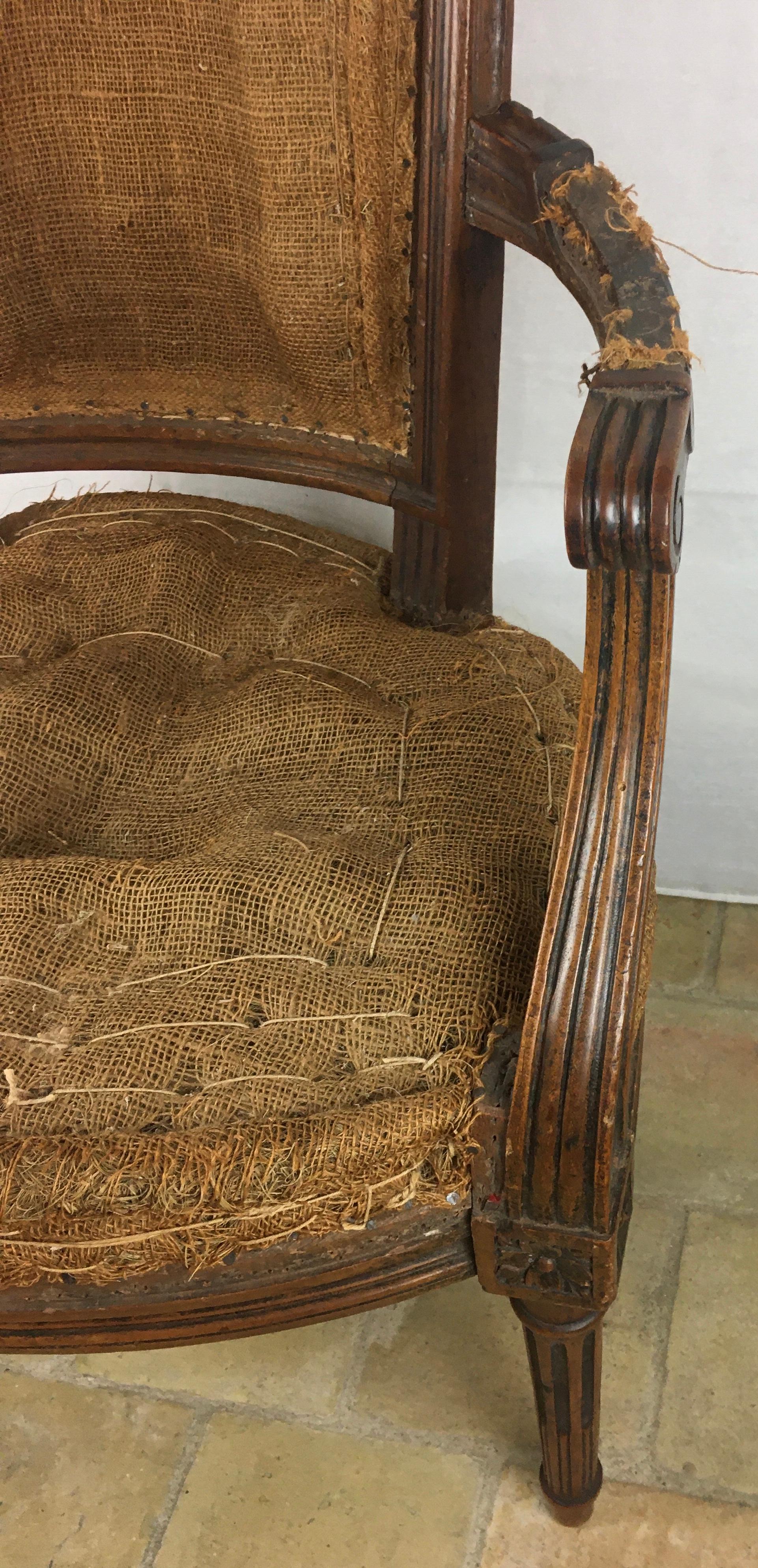 French Pair of Louis XVI 18th Century Armchairs or Fauteuils, Stamped/Signed — detail 12