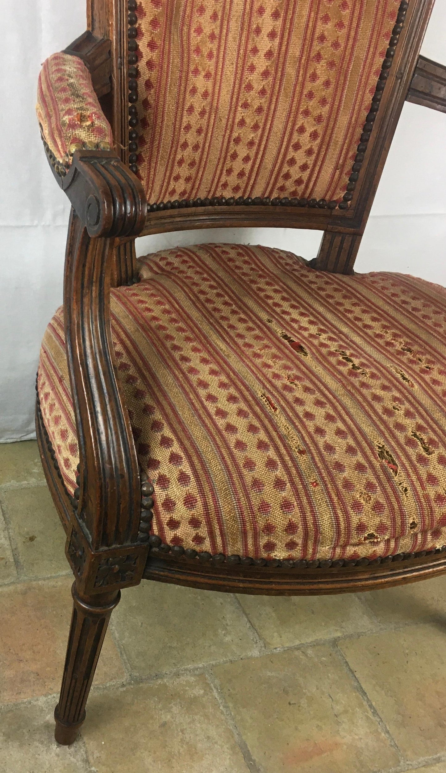 French Pair of Louis XVI 18th Century Armchairs or Fauteuils, Stamped/Signed — detail 13