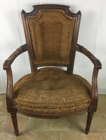 French Pair of Louis XVI 18th Century Armchairs or Fauteuils, Stamped/Signed — detail 3