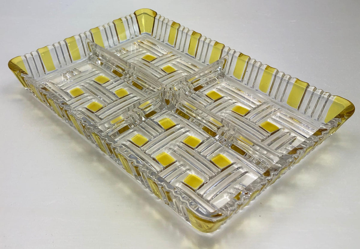 French Barware, Molded Glass Appetizer Serving Dish, circa 1950s — detail 2