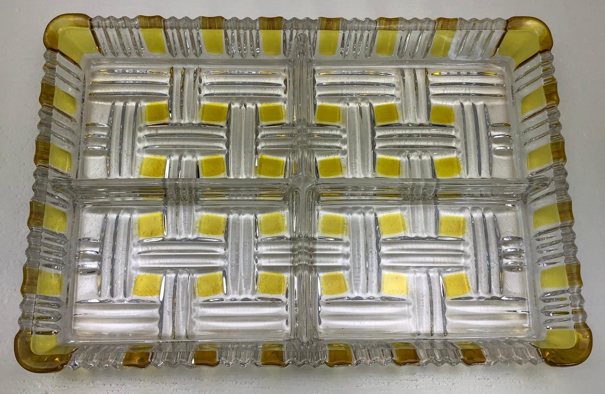 French Barware, Molded Glass Appetizer Serving Dish, circa 1950s — detail 3