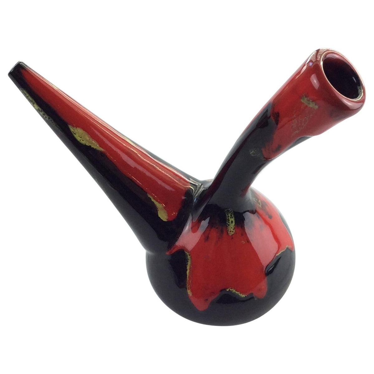 Midcentury Oil Vessel from Perpignan France, Black Red and Yellow