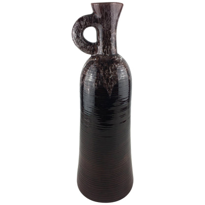 Accolay French Ceramic Handled Pitcher Vase, Large Brown Ceramic Vase
