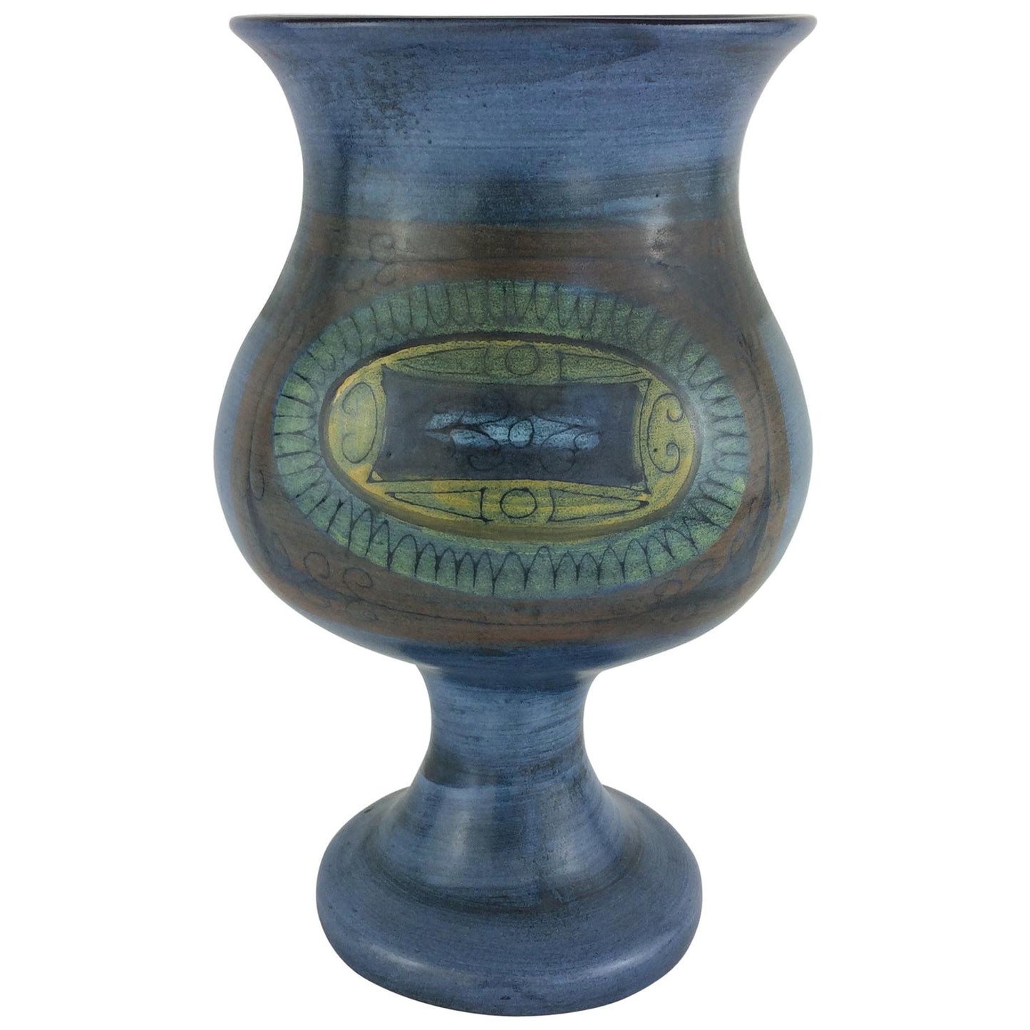 Jean de Lespinasse French Mid-Century Ceramic Vase, Blue Ceramic Vase