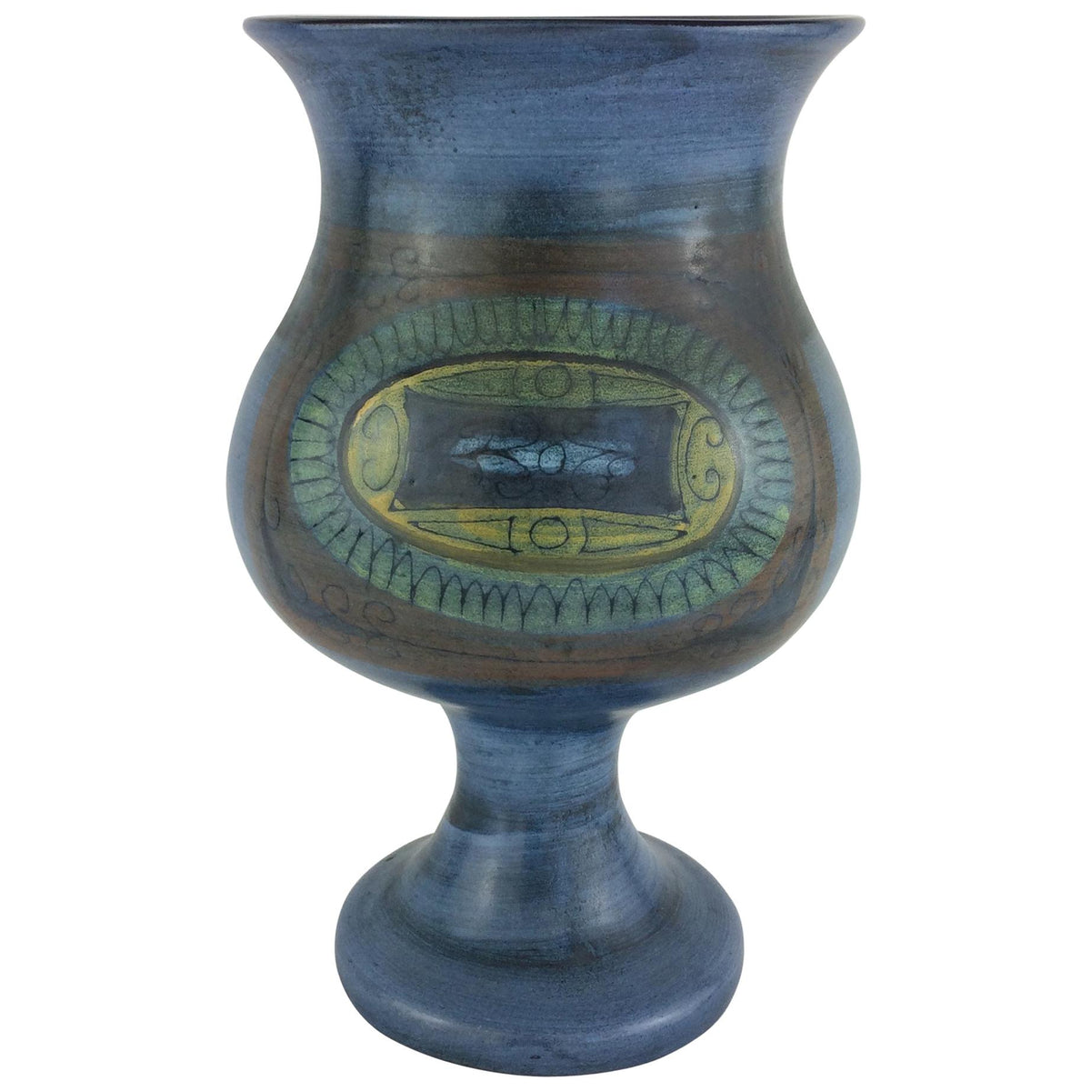 Jean de Lespinasse French Mid-Century Ceramic Vase, Blue Ceramic Vase
