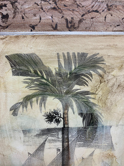 Large Framed Beach Side Palm Tree Art — detail 4