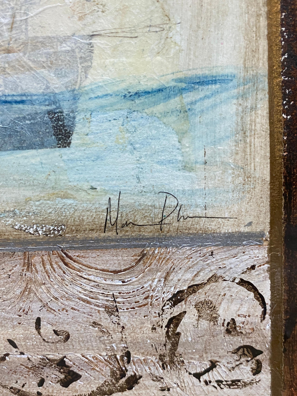 Large Framed Beach Side Palm Tree Art — detail 2