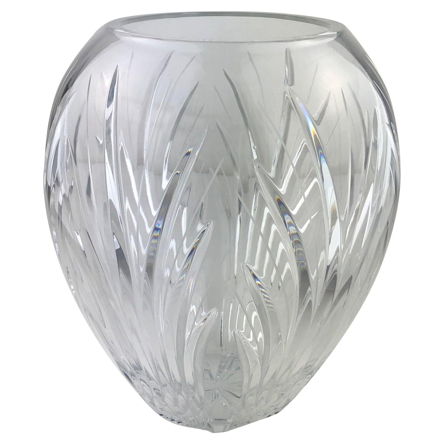 Baccarat Style Hand Cut Crystal Flower Vase