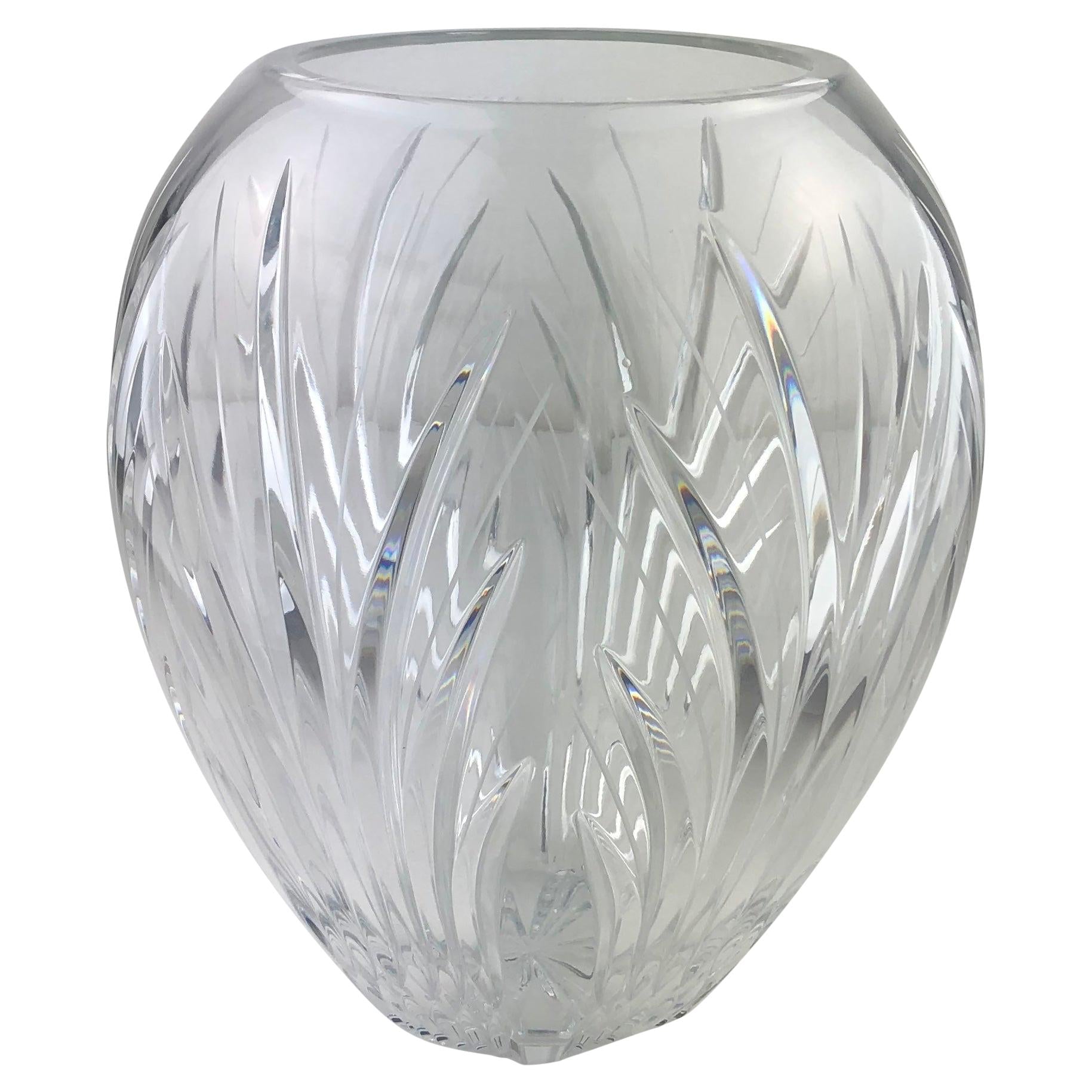 Baccarat Style Hand Cut Crystal Flower Vase
