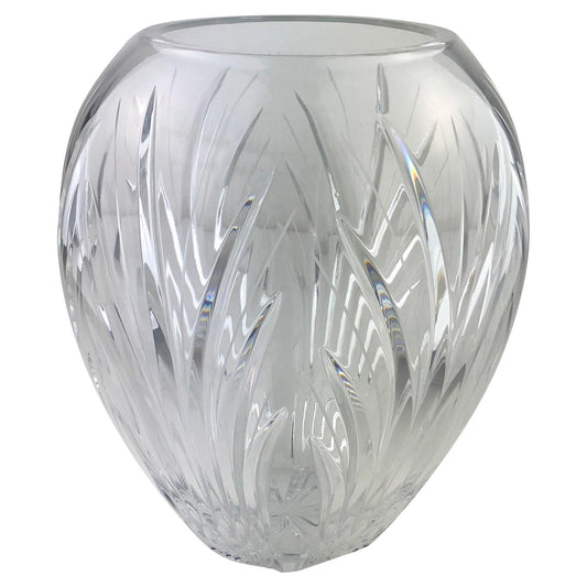 Baccarat Style Hand Cut Crystal Flower Vase