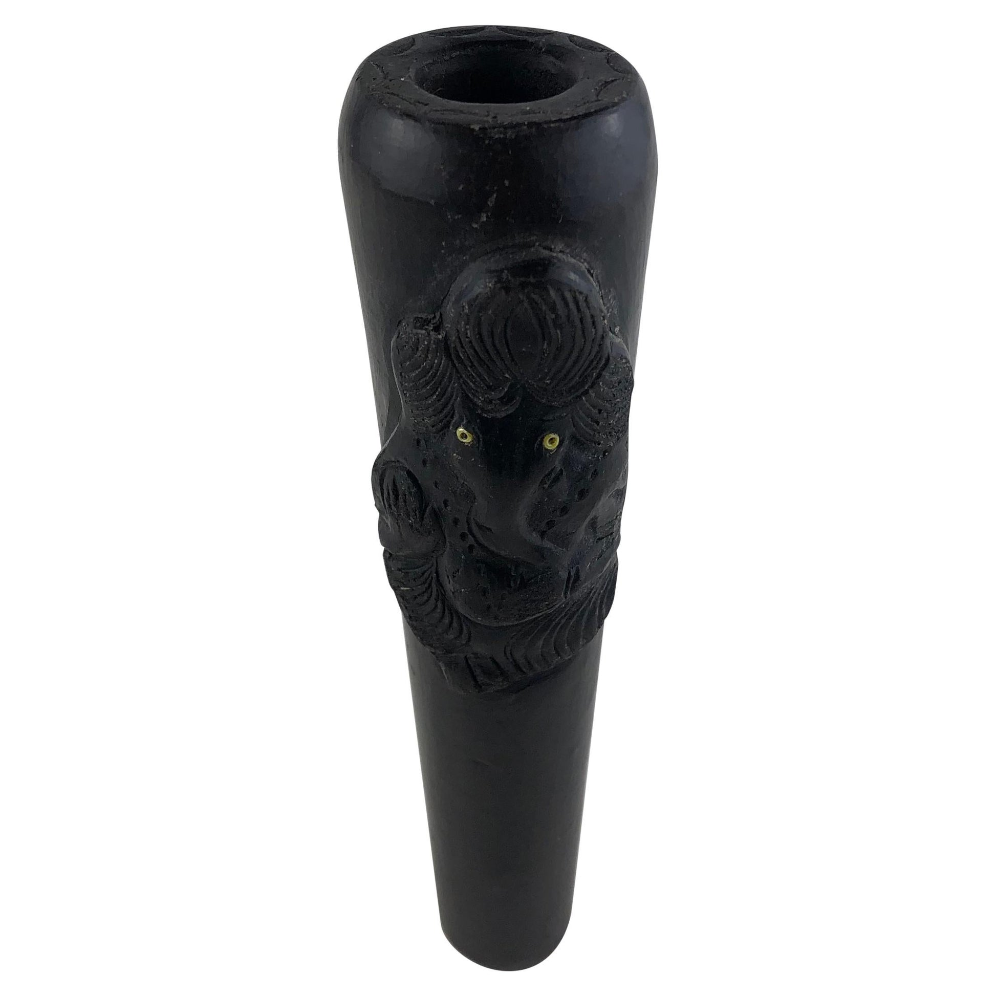 Vintage Stone Pipe with Hand Carved Elephant Head from Kathmandu, Nepal