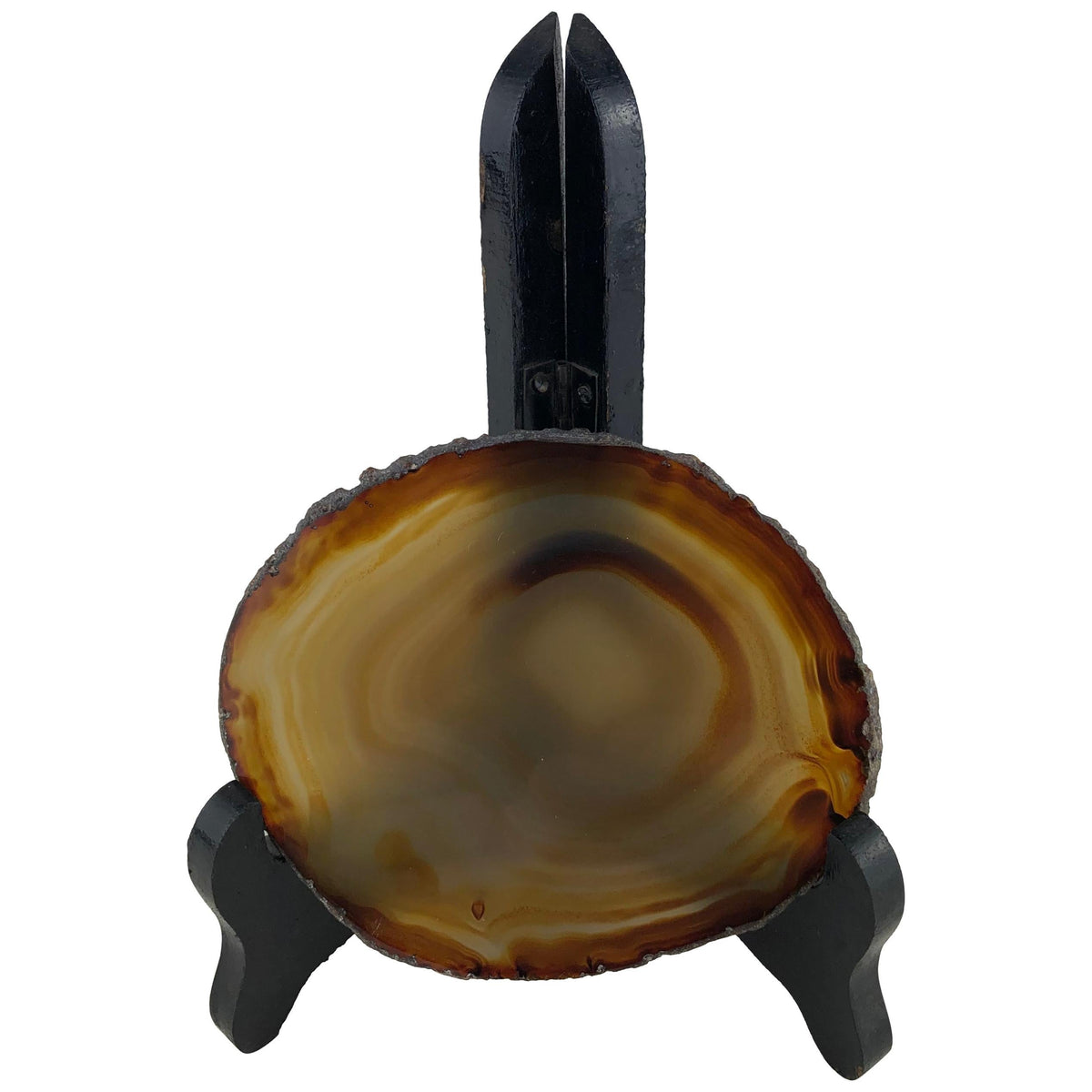 Amber Colored Natural Stone with Wood Stand