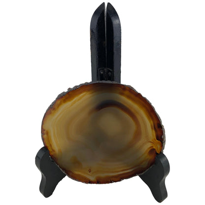 Amber Colored Natural Stone with Wood Stand