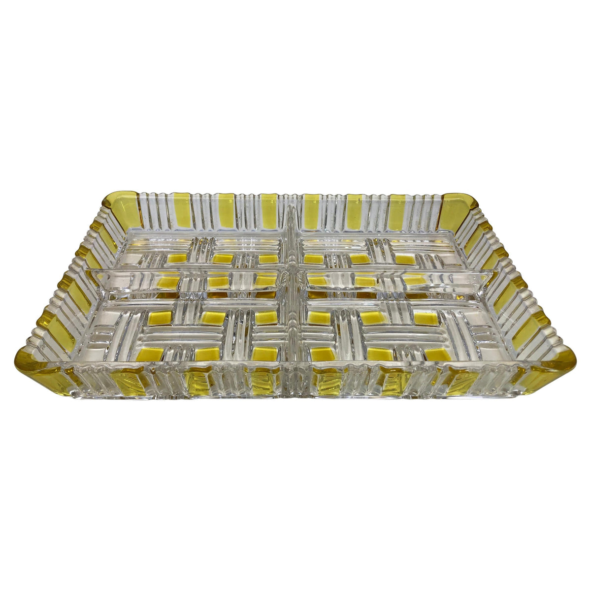 French Barware, Molded Glass Appetizer Serving Dish, circa 1950s
