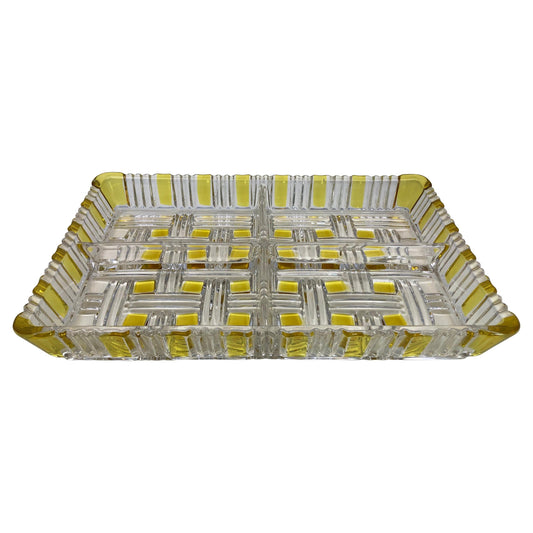 French Barware, Molded Glass Appetizer Serving Dish, circa 1950s