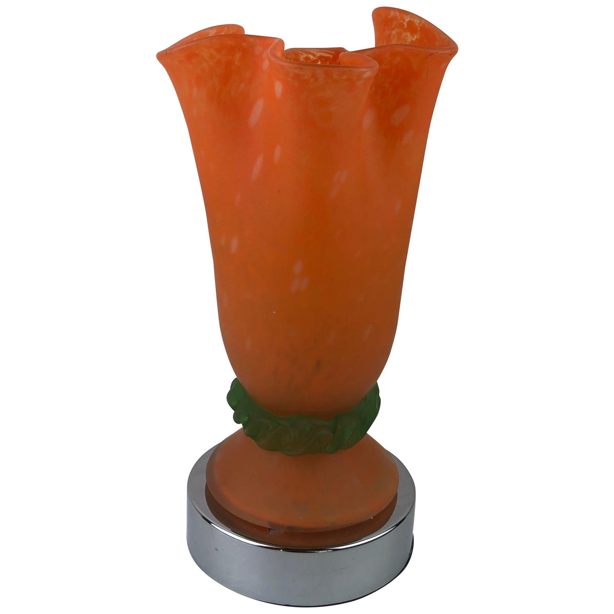 French Art Deco Table Lamp with Pâte de Verre Glass Shade, circa 1920s