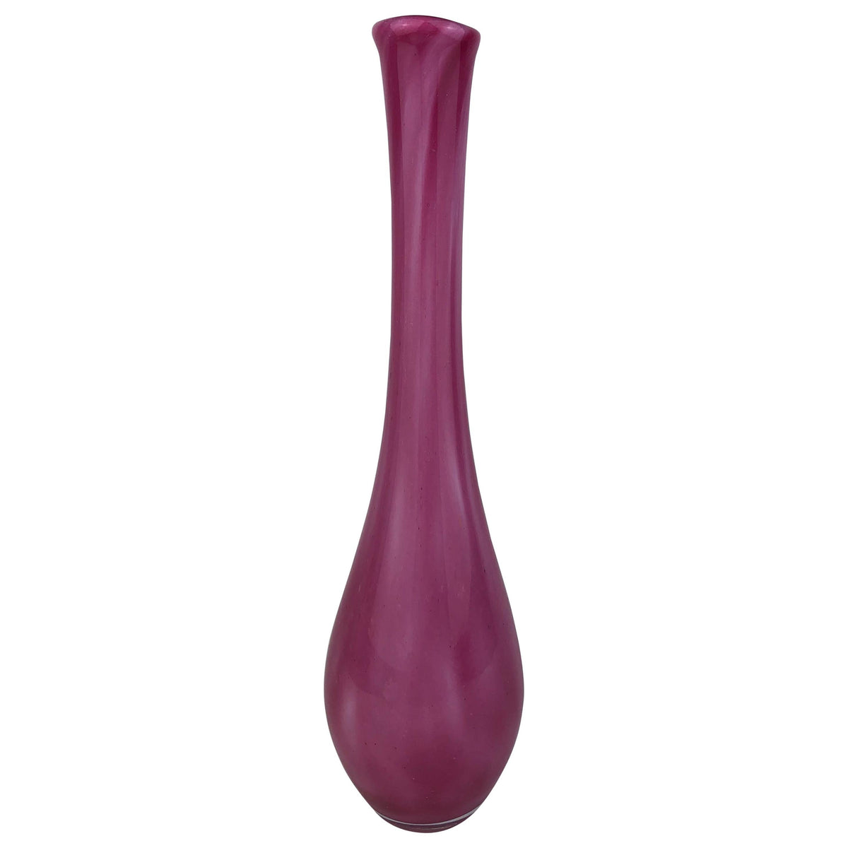 French Art Glass Pink Stem Flower Vase Signed Pierre Nicolle