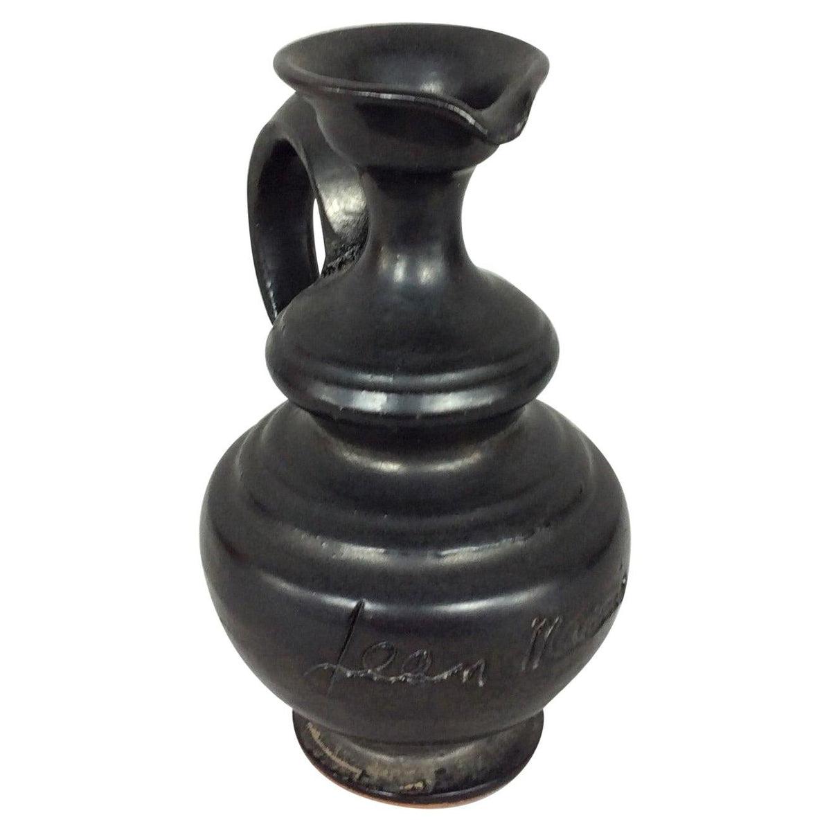 Jean Marais, Midcentury Black Matte Vase from Vallauris Studio
