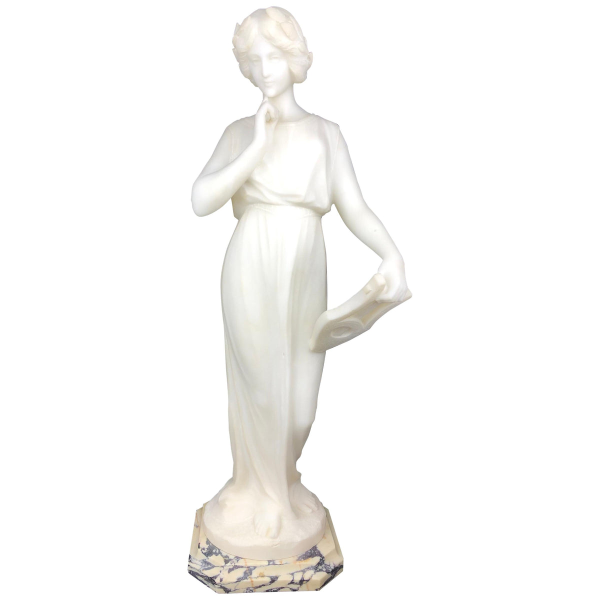 Italian Neoclassical 19th Century White Carrara Marble Sculpture Guglielmo Pugi