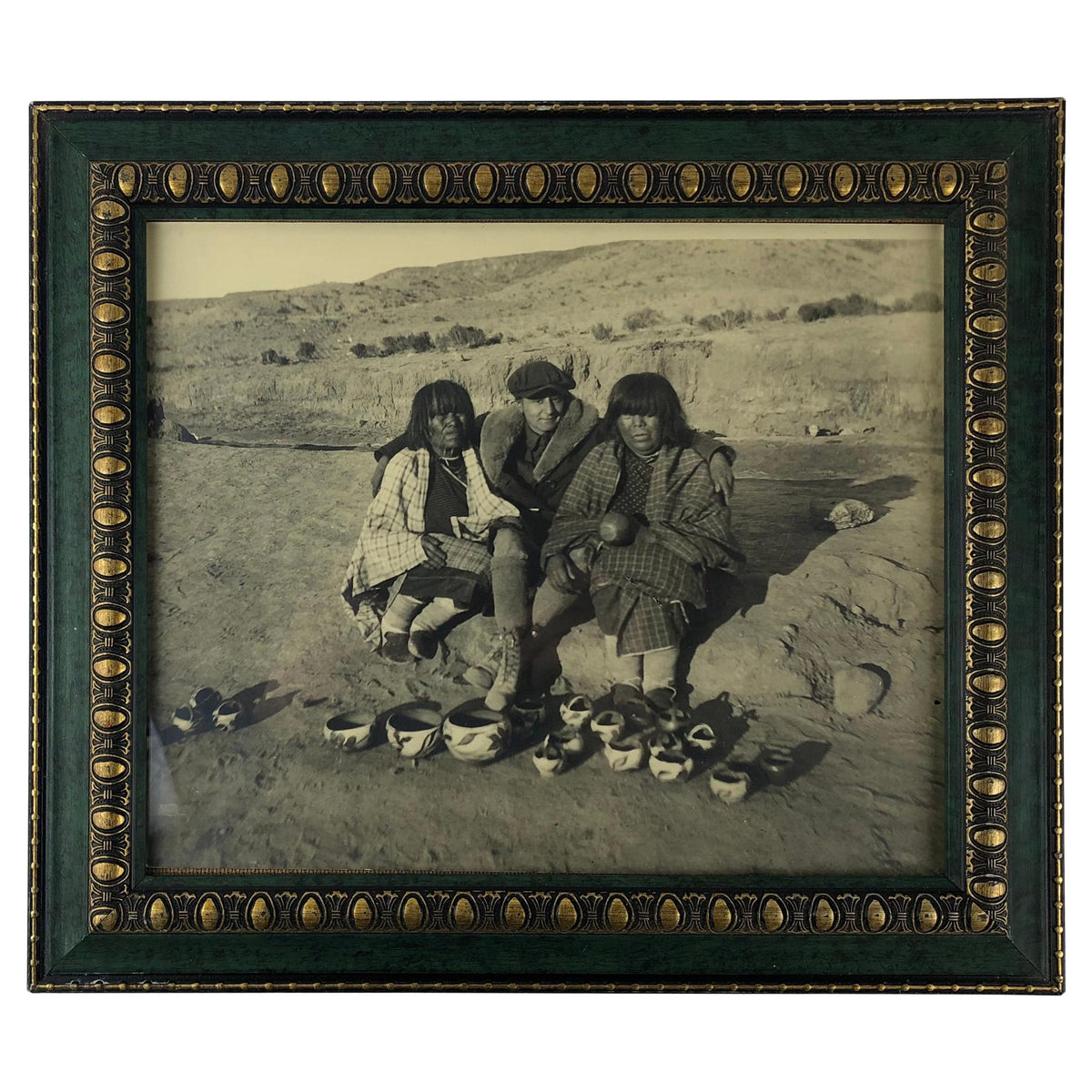 Historical B/W Photograph of Native American Navajo Pottery Makers