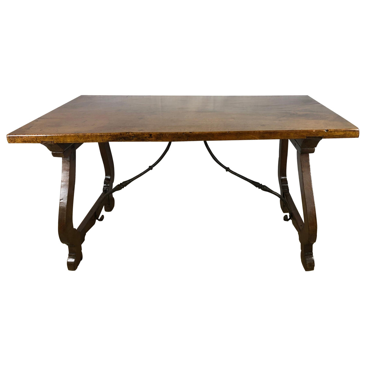 Italian 18th Century Trestle Console or Rustic European Walnut Center Table