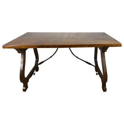 Italian 18th Century Trestle Console or Rustic European Walnut Center Table