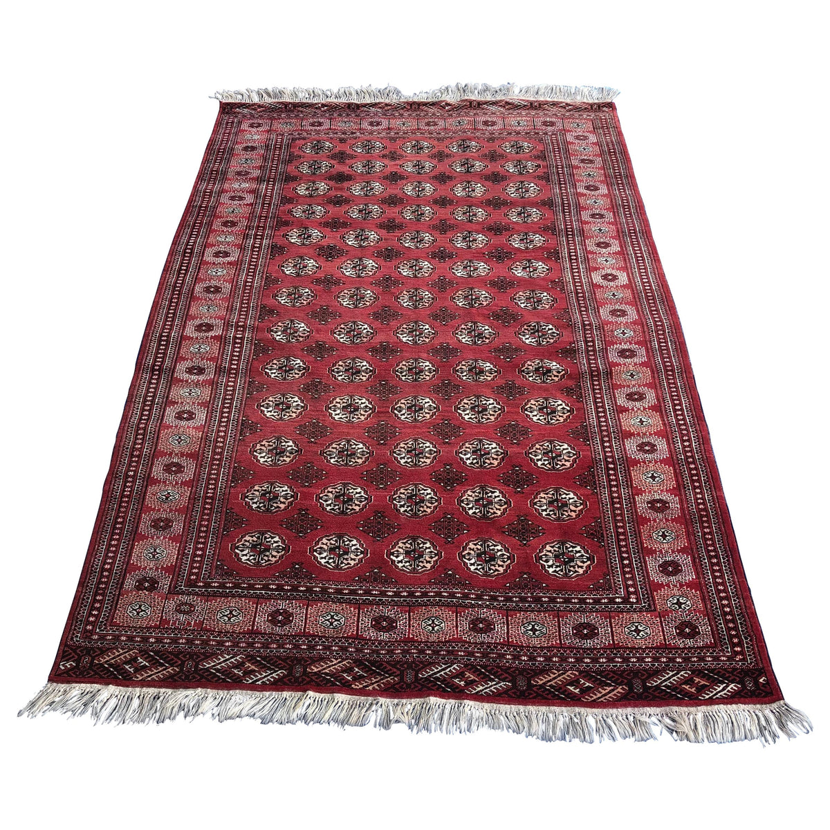 Antique Red Afghan Ersari Hand Knotted Turkoman Rug, circa 1920