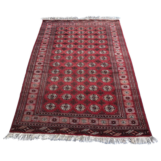 Antique Red Afghan Ersari Hand Knotted Turkoman Rug, circa 1920