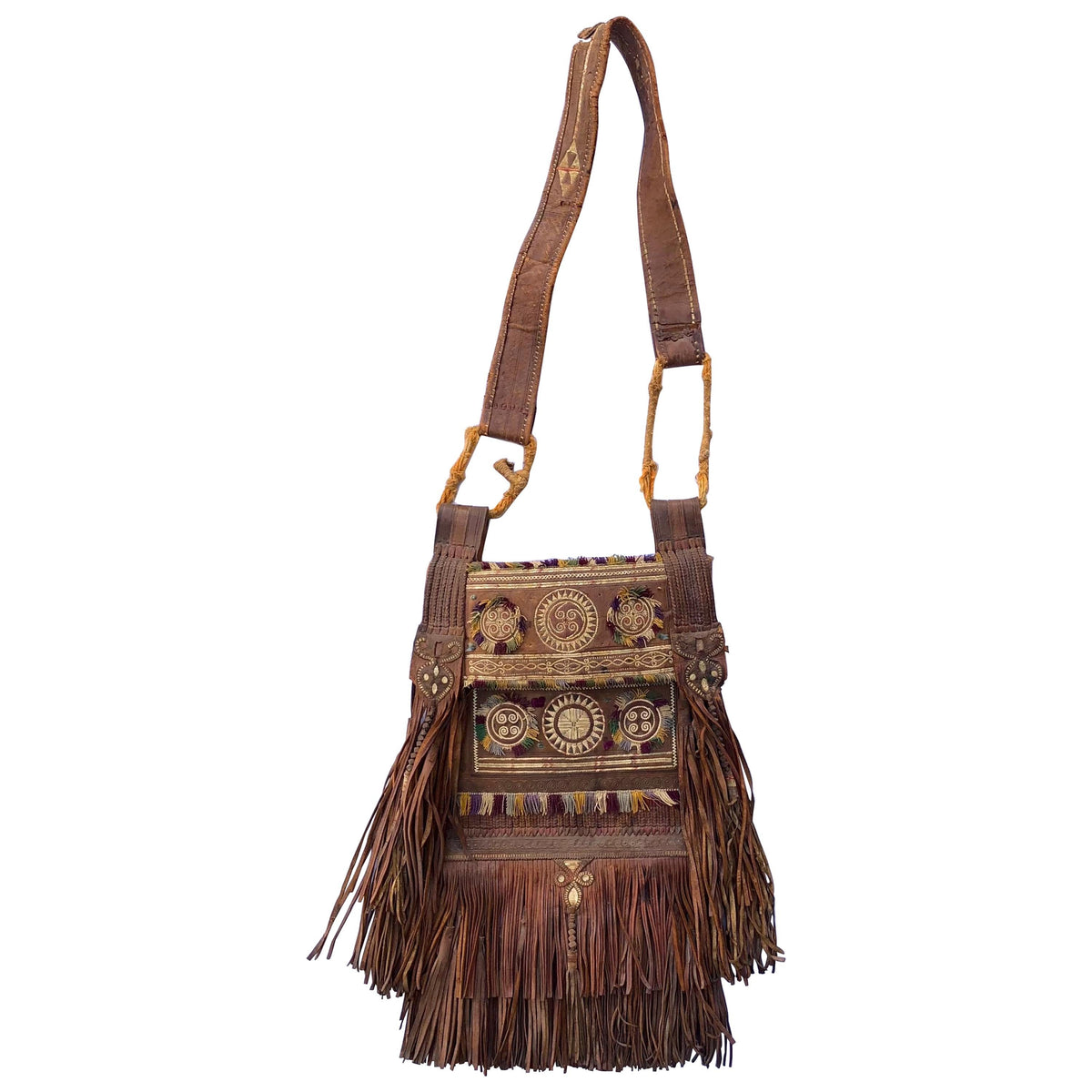 Large Hand-Crafted Leather Tribal Tuareg Berber Sahara Bag