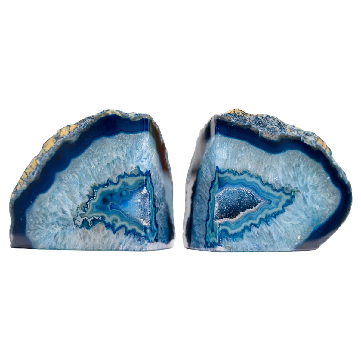 Pair of Blue Geode Bookends