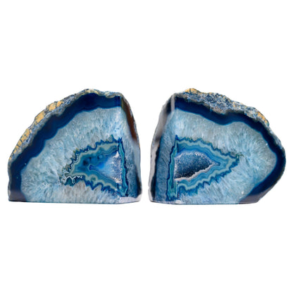 Pair of Blue Geode Bookends