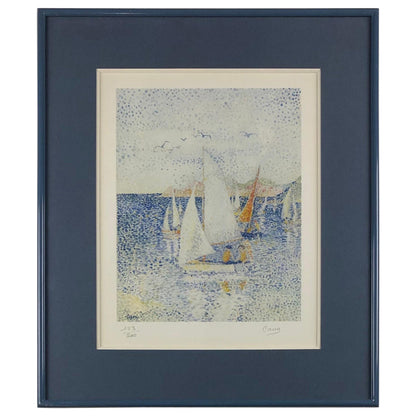 Yvonne Canu Original Seascape Lithograph French Pointillism Art