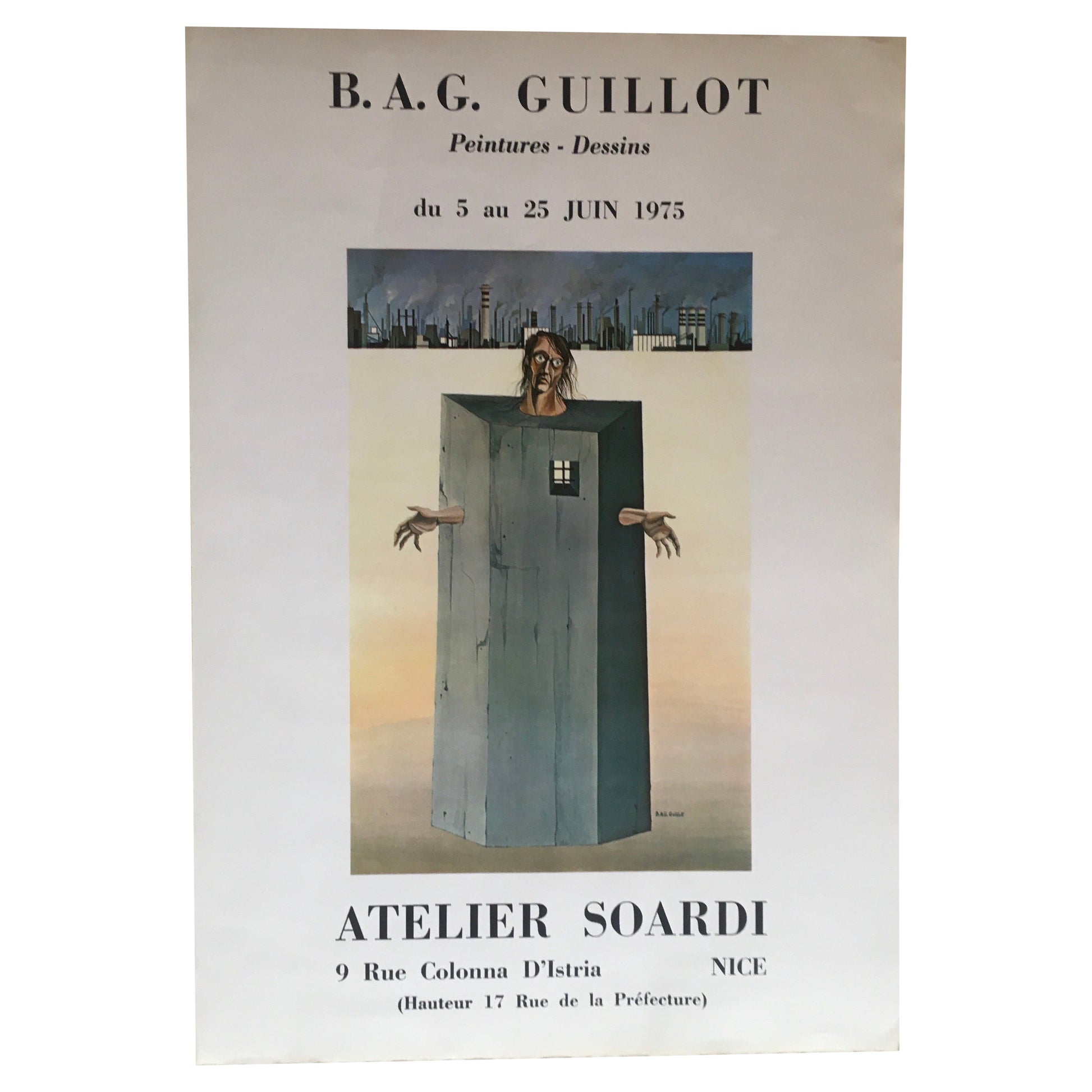 B.A.G. Guillot Original Mid-Century Surrealist Art Exhibition Poster
