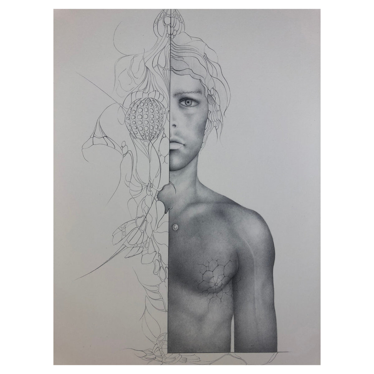 Modern Figurative Art, Dali Inspired Surrealist Drawing by Gerald Moreno